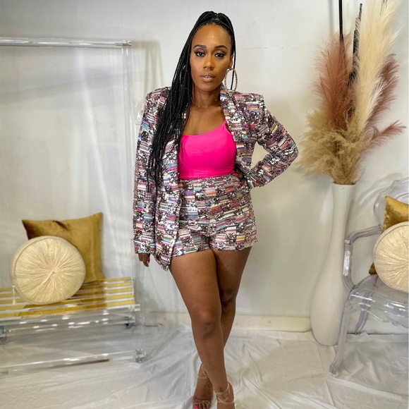 SEQUIN & TWEED BLAZER SET - Picture 2 of 4